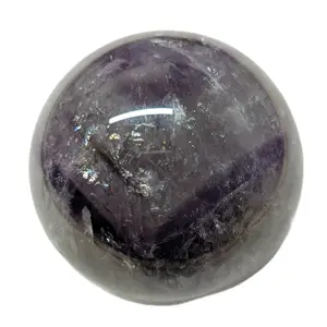 Natural Phantom Amethyst Crystal Sphere - 3 Inches - Home Decor and Healing Crystals - Stunning Rainbows