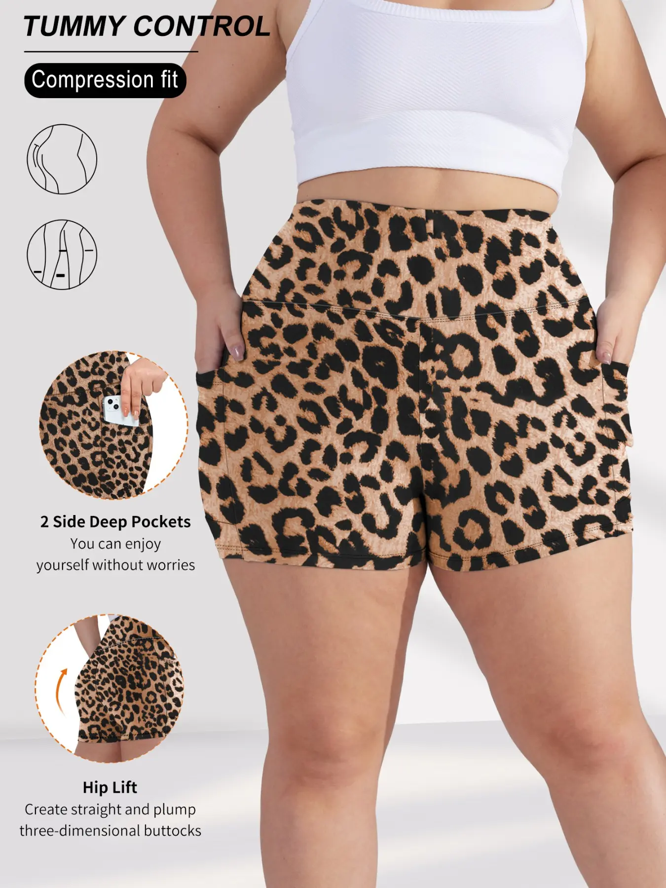 Women's High Waist Pocket Shorts, High Waisted Shorts, High Elasticity Three-Quarter Pants, Abdominal Control, Comfort, Soft Fabric, Yoga Fitness, Athleisure Shorts, High Stretch Shorts