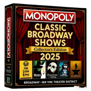 Monopoly Classic Broadway Shows 2025 Collector's Edition Board Game | Featuring The Lion King, Wicked, Phantom of the Opera, Hamilton & More, Ages 8+, 2-6 Players