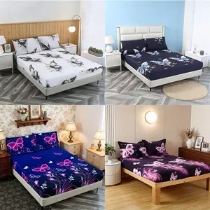 Luxury Butterfly Series Bed Sheet Set, Skin-Friendly Durable Anti-Slip Full Coverage, Multiple Colors Available, All-Season Use