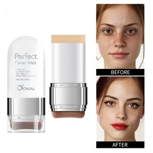 5 Colors Face Foundation Contour Stick with Brush, Concealer Stick, Full Coverage, Long-Wear, Lightweight, Brighten Stick, Blemish Contouring, Net: 20g