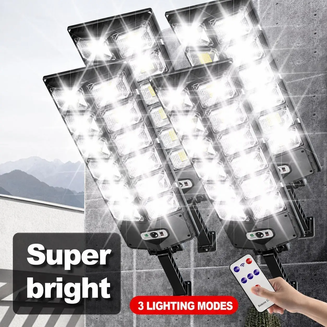 6500K Outdoor Solar Street Light 504 LED Chips Motion Sensor with Remote Control IP65 Waterproof Rating Outdoor Dusk-to-Dawn Street Lighting, SummerVibesSummerVibes