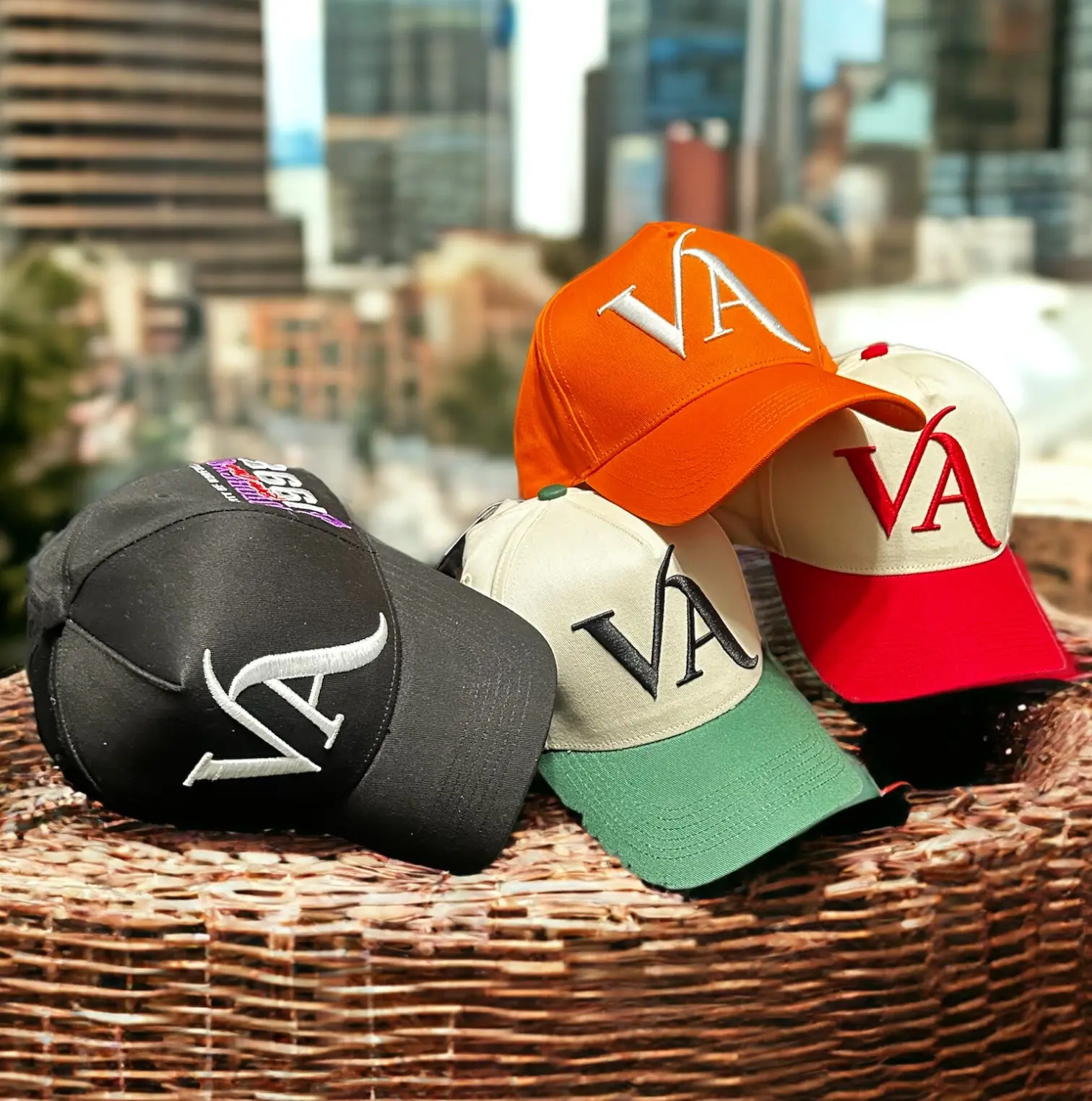 Wavy 'VA' Snapback Hat- Curved Brim, Adjustable snapback closure