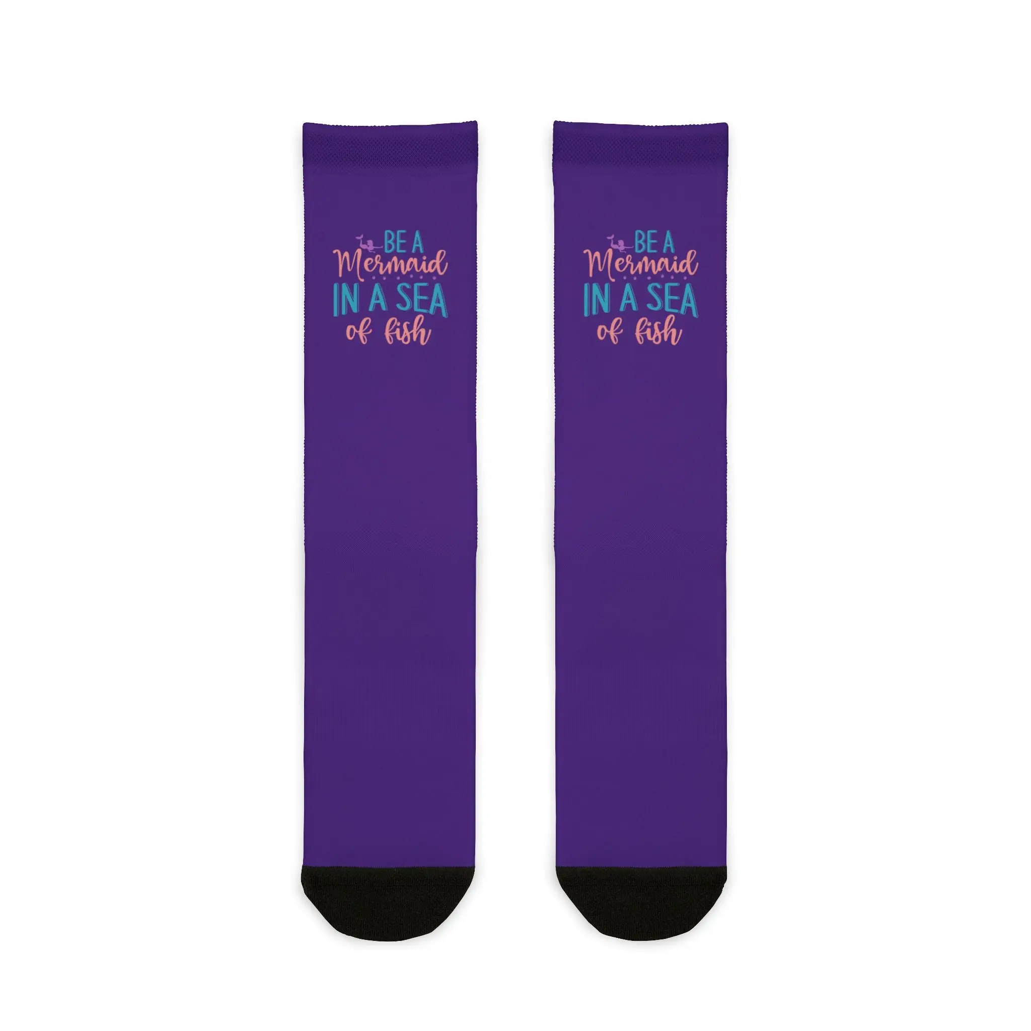 Inspirational Mermaid Crew Socks - "Be a Mermaid in a Sea of Fish"