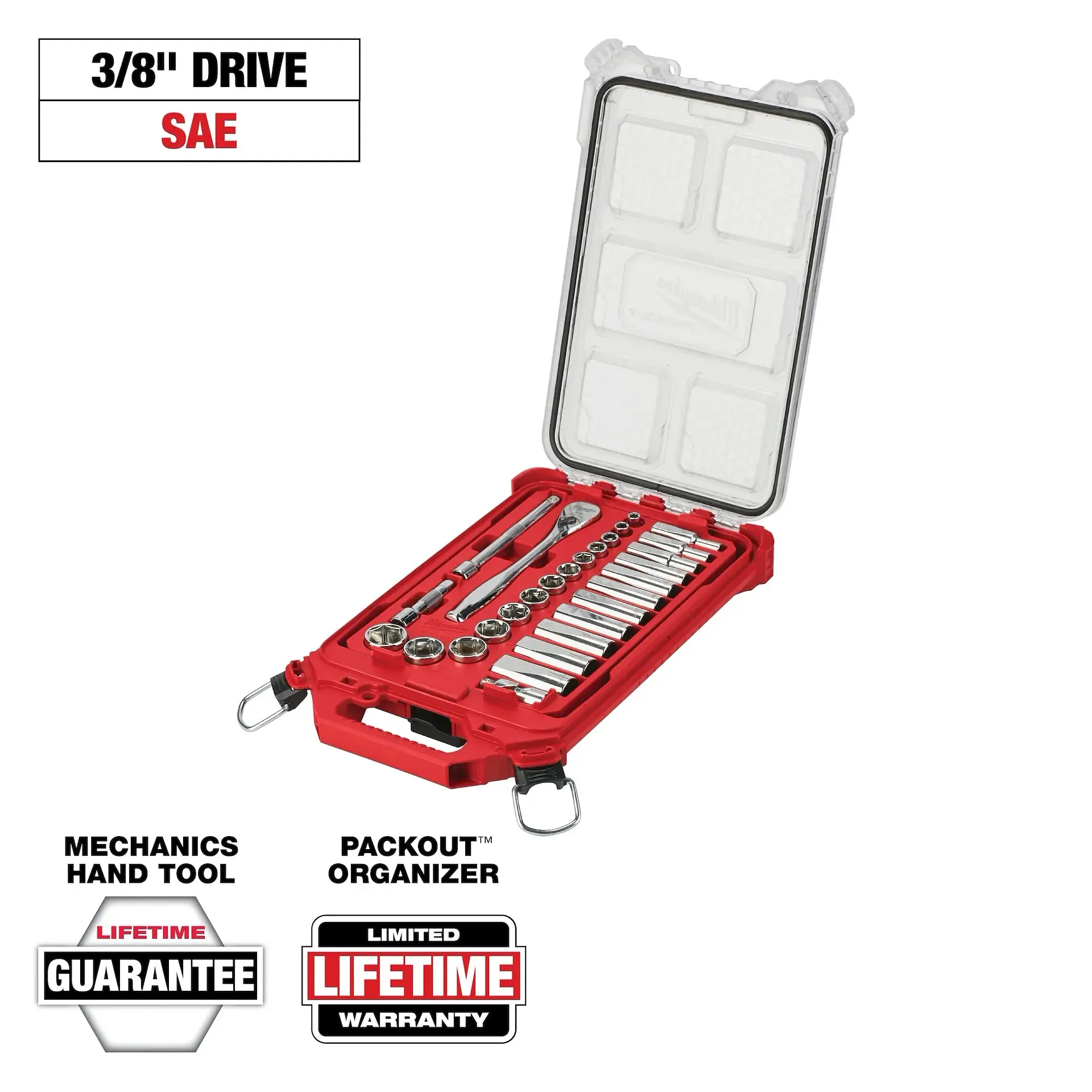 Milwaukee 48-22-9481 3/8” Drive 28pc Ratchet & Socket Set + Organizer - SAE