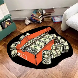 Money Box Pattern Floor Mat, Creative Design Non-slip Floor Carpet, Decorative Area Rug for Home Living Room & Bedroom, Cartoon Pattern Rug, Indoor Floor Rug