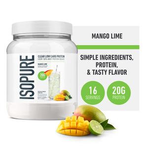 Isopure Clear Whey Isolate Protein Powder, Lactose Free, Gluten Free, Naturally Flavored, 20g Protein Per Serving, 14.1 Oz, 16 Servings (Packaging May Vary)