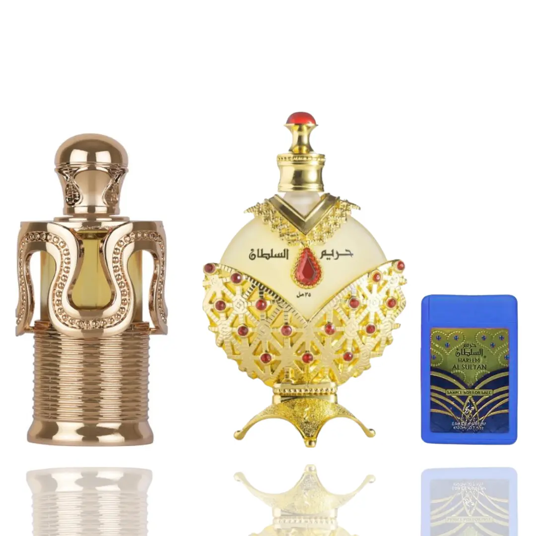 Lattafa Hareem Al Sultan Arabian Fragrance Set - 35ml Concentrated Long-Lasting Oil, Attar Maitha 2-Piece Bundle, Floral Vanilla Perfume, Multi-Scent Unisex Fragrance
