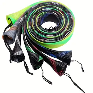 6pcs PET Braided Mesh Fishing Rod Socks, Durable Rod Protector & Casting Enhancer, for Musk, Ice, Fly & Spey Rods