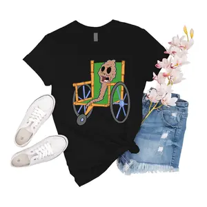 T-Shirt Unisex Spongebob Wheelchair Worm Spongebob Chocolate Meme Event Boy Sleeve Unisex Tee Girl Novelty Friend Shirt