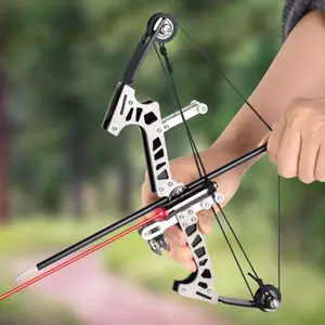 10" Laser  Compound Bow And Arrows Set For Target Shooting Hunting Games Pocket Bow Survival Bow RH/LH Archery Gift Mini Archery Bow Set Mini Compound Bow Game Gift stainless steel mini bow tainless Steel Compound Bow and Arrows Set