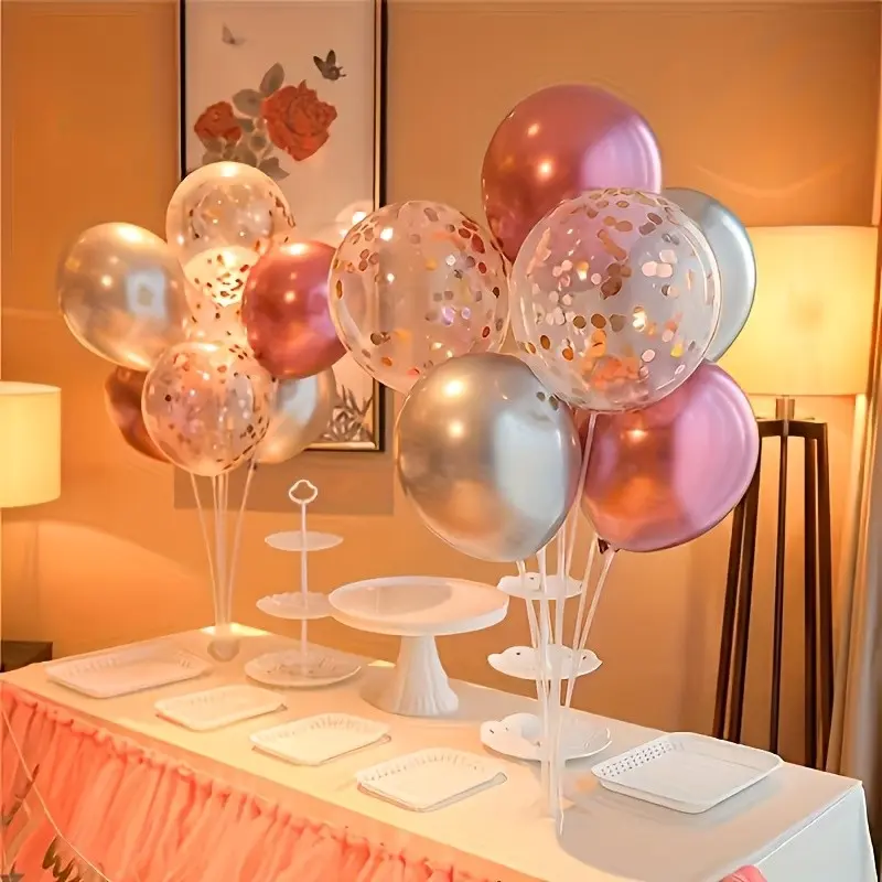Reusable Balloon Stand Set, Stable Base, Tabletop Decoration, Plastic Column Rack, Wedding Birthday Graduation Mother's Day New Year Valentine's Party Decor, Graduation Decorations, Balloon Party Supplies