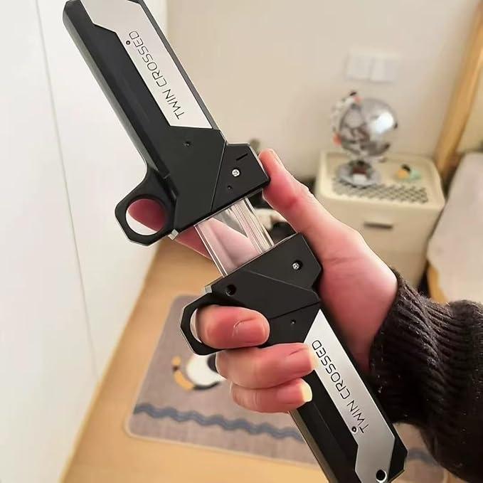 【SaberX】2026 Dual-Color LED Retractable Toy Sword – Swing-Activated Light Blade, Plug-In Dueling Play Sword for Kids & Collectors