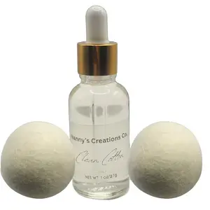 Nanny's Creations Co. Clean Cotton Dryer Ball Set - Natural Fabric Softener Alternative - Chemical-Free Scent Booster for Soft Static-Free Laundry - Hypoallergenic Eco-Friendly Reusable Wool Balls