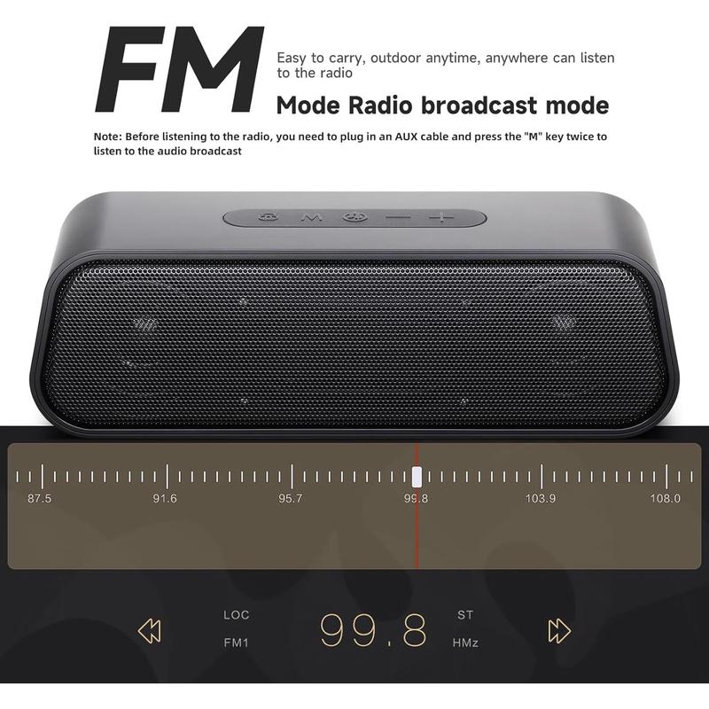 DE413 Portable 5.4 Bluetooth Speaker 9D Surround Sound Hi-Fi IPX5 Waterproof Multi-Mode USB Connection for Computers TVs and Devices