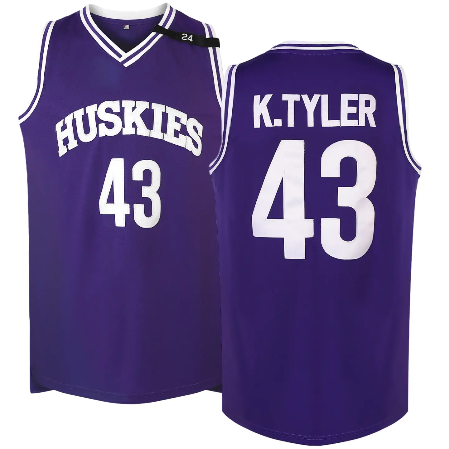 Men's #43 Purple V-Neck Basketball Jersey Tank Top - Loose Fit Breathable Sleeveless Shirt with Number 43, Lightweight for Sports, Gym, Outdoor Activities (Sizes S-3XL) | Team Uniforms, Casual Wear, Halloween & Christmas Apparel tiktokshopbacktoschool