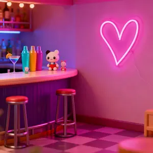 Heart LED Neon Sign, Wall-Mounted Single-Color Glow, Plug-In Heart-Shaped Light, Indoor Decorative Light, Perfect for Weddings Anniversaries, Romantic Ambiance