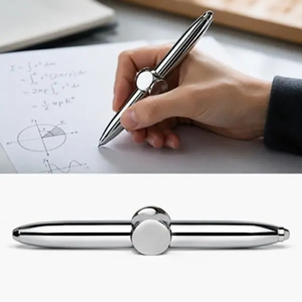 Solid Metal Barrel Roller Ball Pen with Light Up Spinner, Stress Relief Writing Tool for Daily Note Taking & Desk Decor