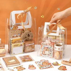 Cartoon Capybara Stationery Set, 24pcs/set Student Diary Kit, Birthday Present for Elementary School Student, Sticker Packs, School & Educational Supplies