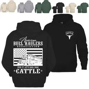 American Bull Haulers Association Hoodie Tshirt Tee, Semi Truck Cattle Hauling Shirt, Black White Flag Design, Rancher Driver Apparel, Gift For Trucker