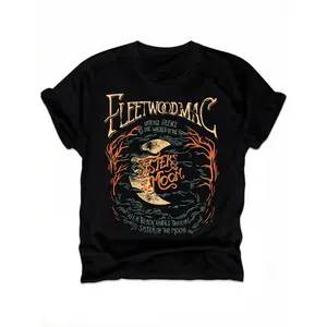 Women's Moon Print Round Neck Tee, Vintage Trendy Casual Short Sleeve T-shirt for Daily Wear, Ladies Summer Outfit, Top, Halloween