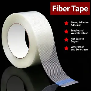 All-Purpose Striped Fiber Tape, High Strength, No Residue, Weather-Resistant Waterproof, Ideal for Packaging, Hardware, Models, Office Equipment