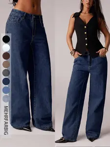 Women's High Waist Straight Leg Denim Jeans, Fashionable Comfortable Daily Wear, Perfect for Casual and Trendy Styles