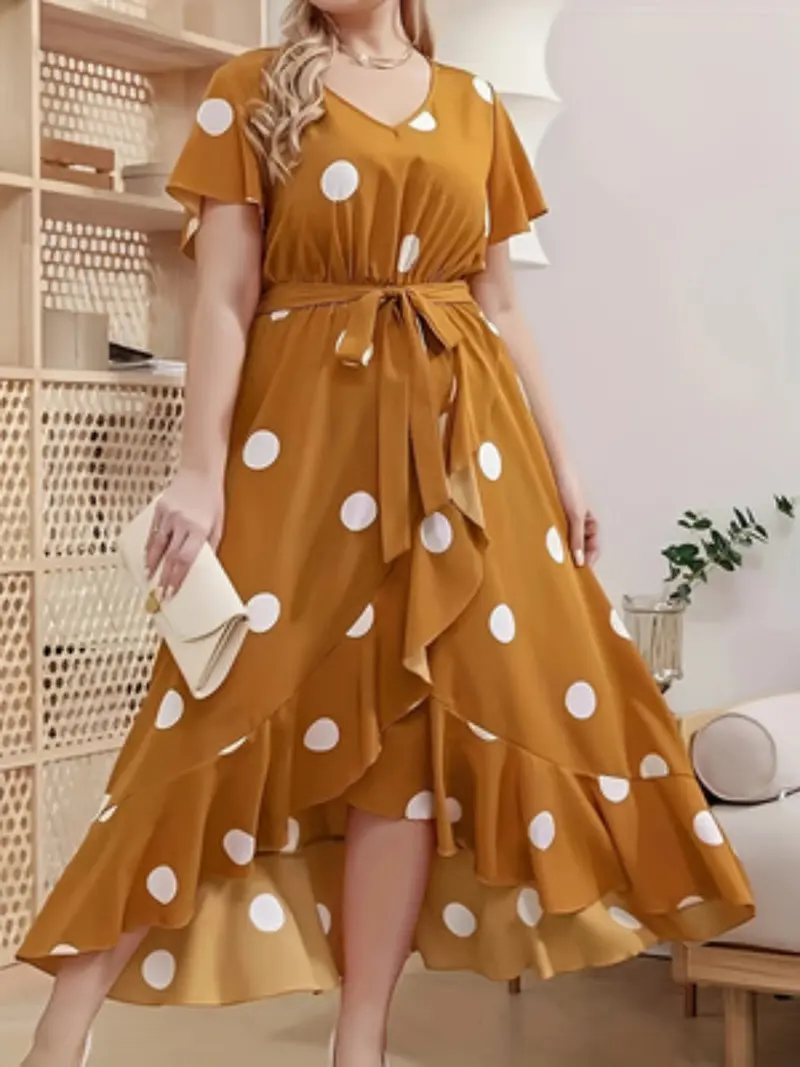 polka dot plus size brown dress - TikTok Shop polka dot plus size brown dress - TikTok Shop
