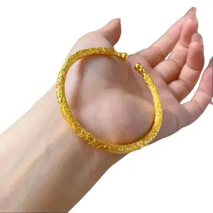 New Chinese Style Gold Jewelry Fortune Bracelet Gold-Plated High-End Sakura Gourd Open Bracelet for Women