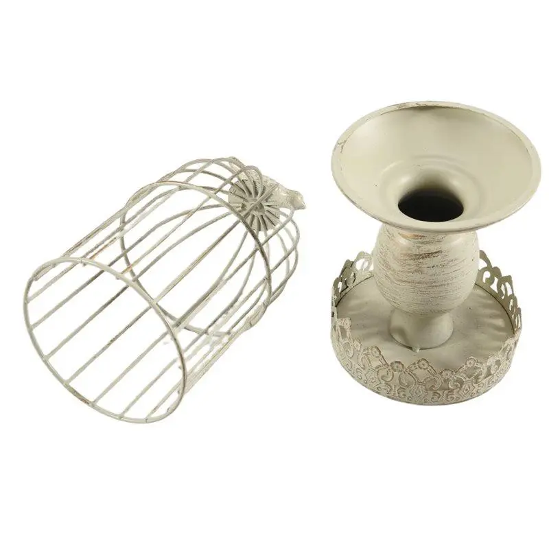 Vintage Metal Iron Birdcage Candle Holder - White, Small Size, Wedding Table Decoration Prop, Pet Supplies Gift