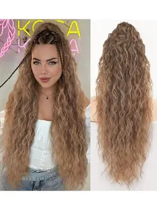 Women's Long Cornrow Wavy Drawstring Ponytail Wig, 32 Inches Voluminous Ponytail, Daily and Party Use