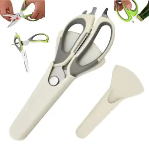 Heavy Duty Multifunctional Stainless Steel Kitchen Scissors, Ultra Sharp Ergonomic Handle Japanese Style Chicken Poultry Shears, Multi-Purpose Food Cutter for Meat & Vegetables, Black & White 2 Colors