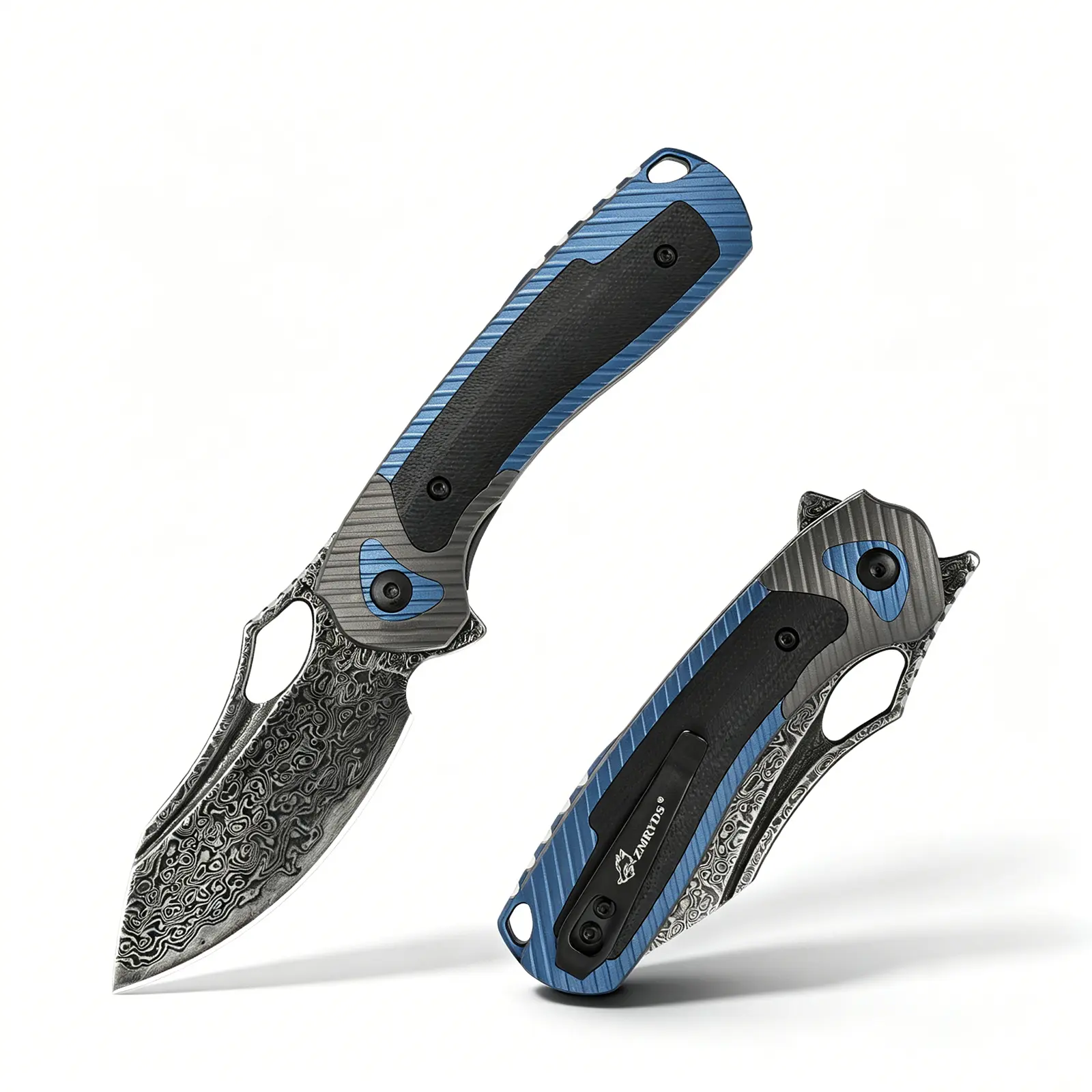 ZMRYDS FD1006 VG10 Damascus Folding Pocket Knife 2.91in Blade 60-62 HRC Aluminum G10 Handle Premium EDC Outdoor Camping Survival Knife For Men