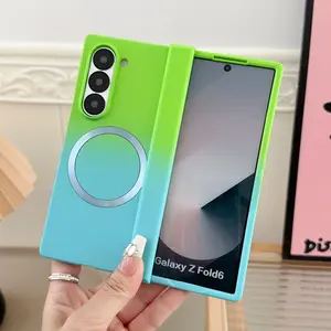 Magnetic for Magsafe Wireless Charging Gradient Phone Case for Samsung Galaxy ZFold 3 4 5 6 Liquid Silicone Bumper Cover Funda