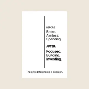 Before Broke Aimless After Focused Building Investing Wealth Transformation Poster | Clean Minimalist Financial Wall Art | A3 Premium 220 GSM Hard Paper | Entrepreneur Money Mindset Office Decor