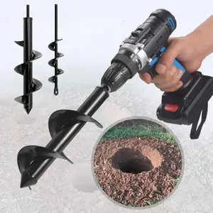 Planting Auger Bits 2 Piece Gardening Auger And Garden Bulb Planting Umbrella Hole Tool - Compatible With 3/8 Inch Hex Wrench