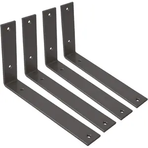 Shelf Bracket 10 Inch Heavy Duty Black Brackets for Shelves Corner L Bracket for Wall Shelves Metal Iron Shelf Brackets