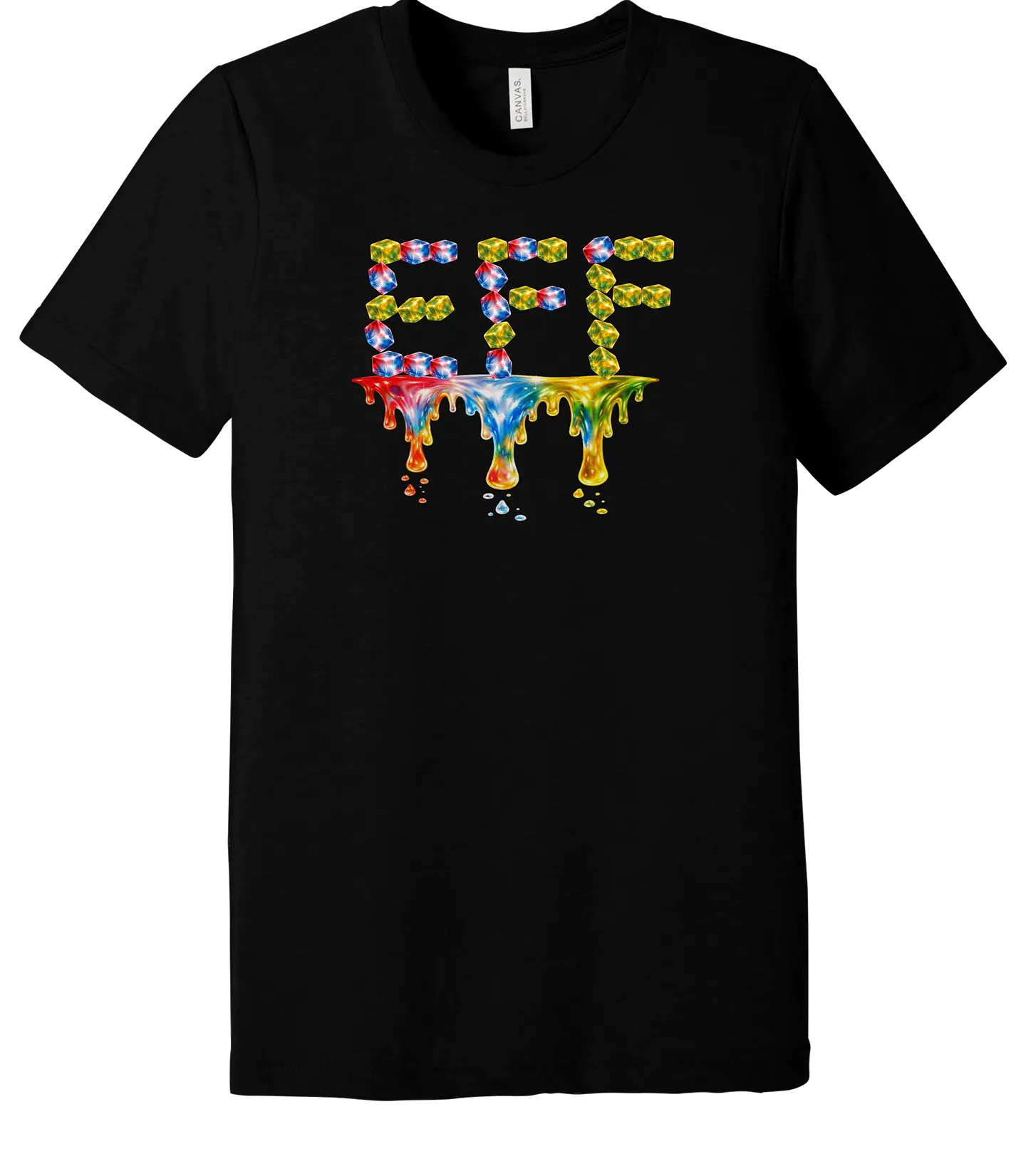 Mens EFF Melting Ice Edition Unisex Streetwear T-Shirt - Glossy, Short-Sleeve Cotton Fabric Crewneck Top with Bold Graphic Message