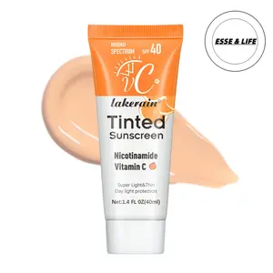 Waterproof - Sweatproof，Tinted Sunscreen for Face with SPF 40 - UV Protection -Moisturizer & Lightweight Facial Sunscreen with Vitamin Cand Vitamin E, for All Skin Type (40ml), Bronze, Gift,