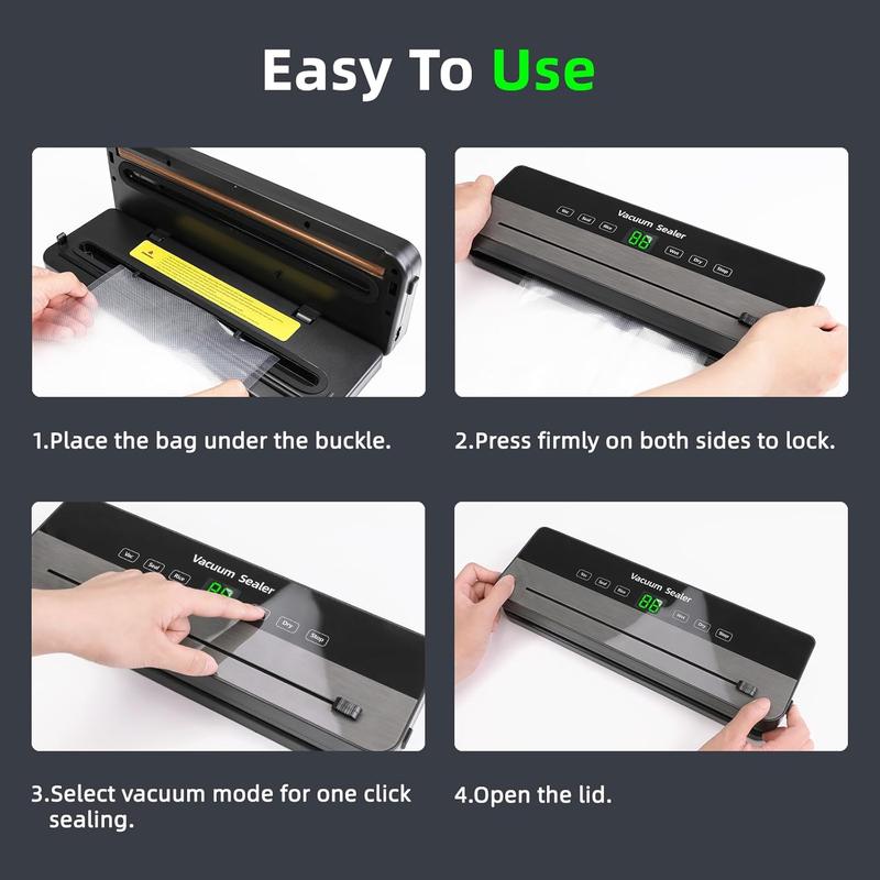 Food Vacuum Sealer Machine with Cutter Automatic and Manual Sealer Dry Moist Food Modes vacuum sealer-Classic 2 silicone ice food vacuum