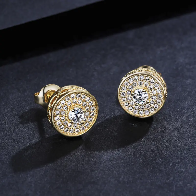 Iced Chics Round Hip-hop Stud Earrings, High Quality Earrings With Zirconia, Ear Studs, Artificial Zirconia Earrings, Suitable for Both Men and Women. A Must-have for Gifts, Dates, Valentine's Day and Birthdays