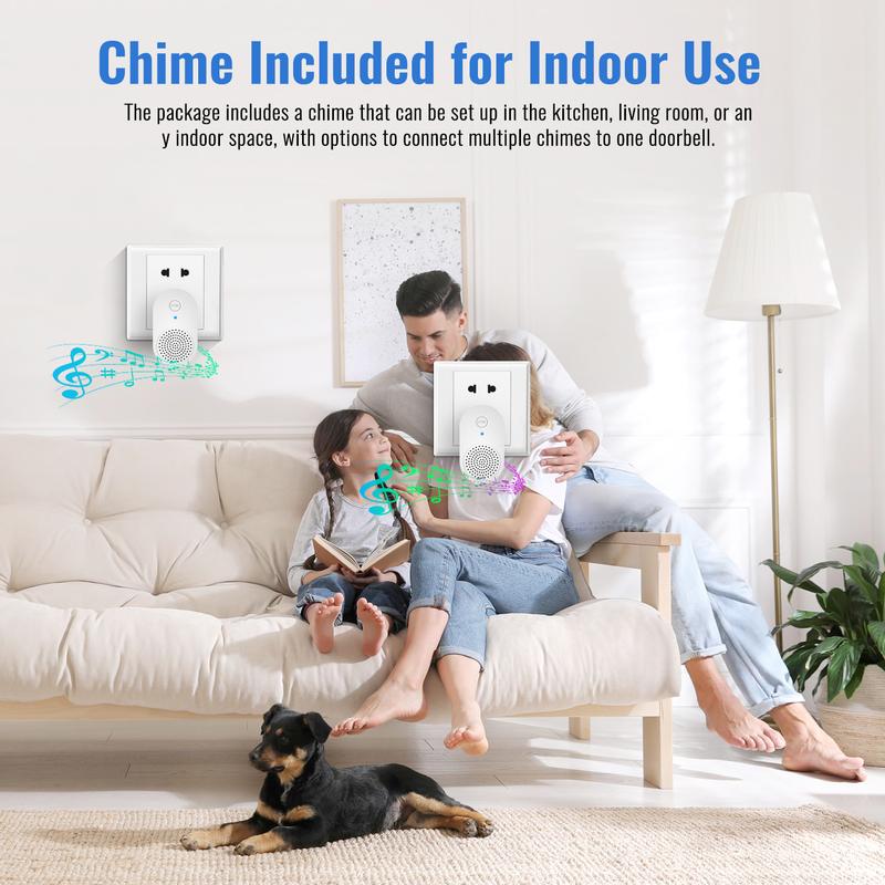Chime for doorbell camera, Smart door magnetic sensor, adjustable volume alarm with doorbell function, suitable for home and office security, delayed alarm, door opening alarm, 120dB loud sound, smart door sensor makes more convenient