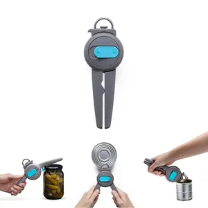 Dreamfarm Dopener 3-In-1 Ergonomic Can Opener Smoothes Can Edges for Safe Removal with Jar Lid Seal-Breaker & Can Ring Puller - Gray