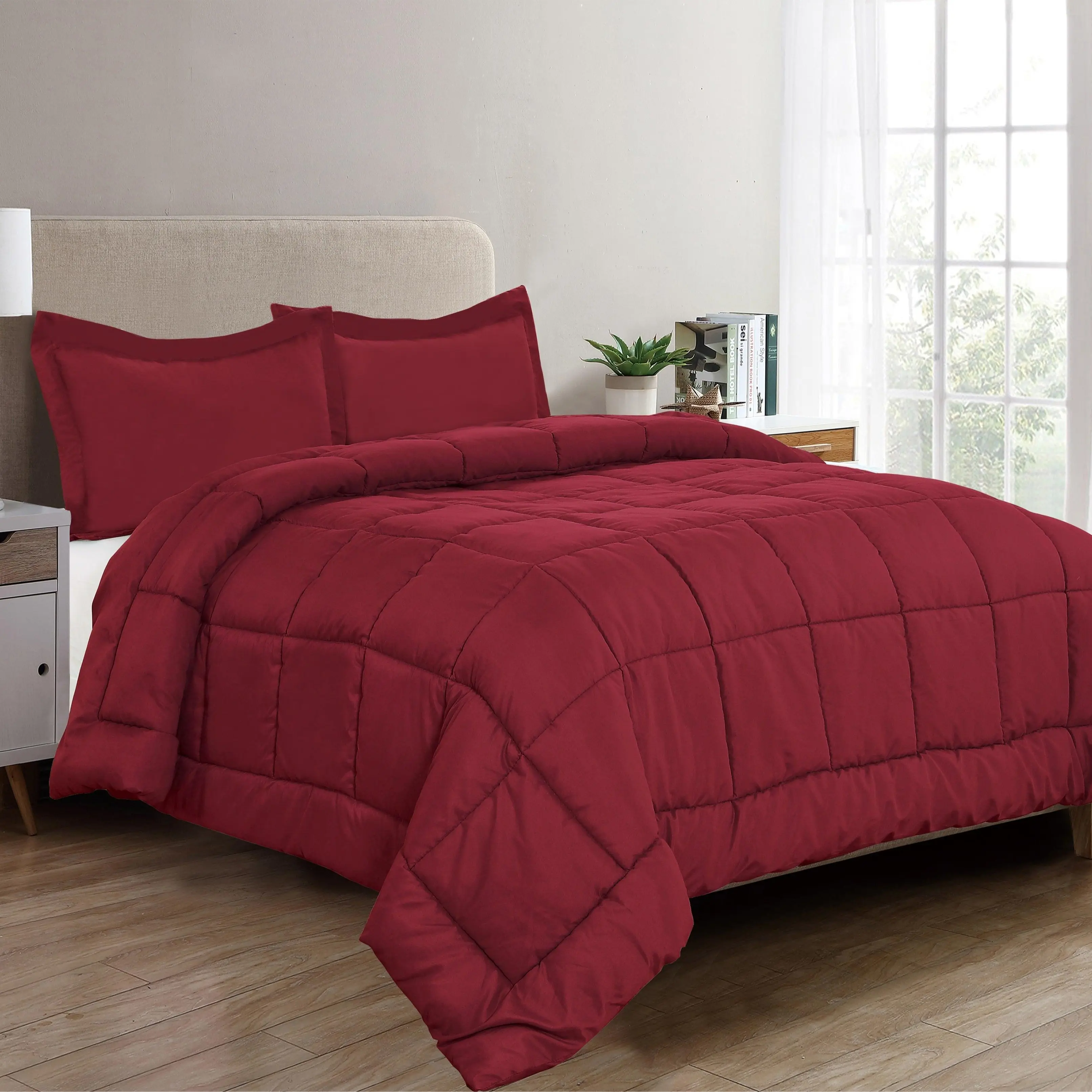Elegant Comfort 3-Piece Solid Box-Stitched Comforter Set – Double-Filled Down Alternative Ultra Soft Bedding