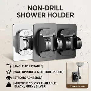 Adjustable No Drill Shower Head Holder, Strong Adhesive Wall Mount Bracket for Handheld Shower Sprayer