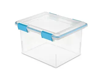 32-Quart Gasketed Box, Weather-Resistant Clear Storage Container with Lid, Blue