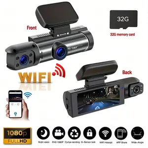 Car DVR, 1080P Dash Cam with 32GB SD Card, Super Night Vision Car DVR, Loop Recording DVR, Wifi Car Dashcam, Car Electronics Accessories