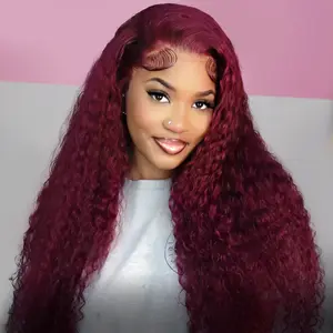 [New In] West Kiss Deep Wave Cherry Cola Red Color 13x4 Lace Frontal Glueless Wig Right Side Part Wig Human Hair Pre Cut Pre Plucked Friendly For Women
