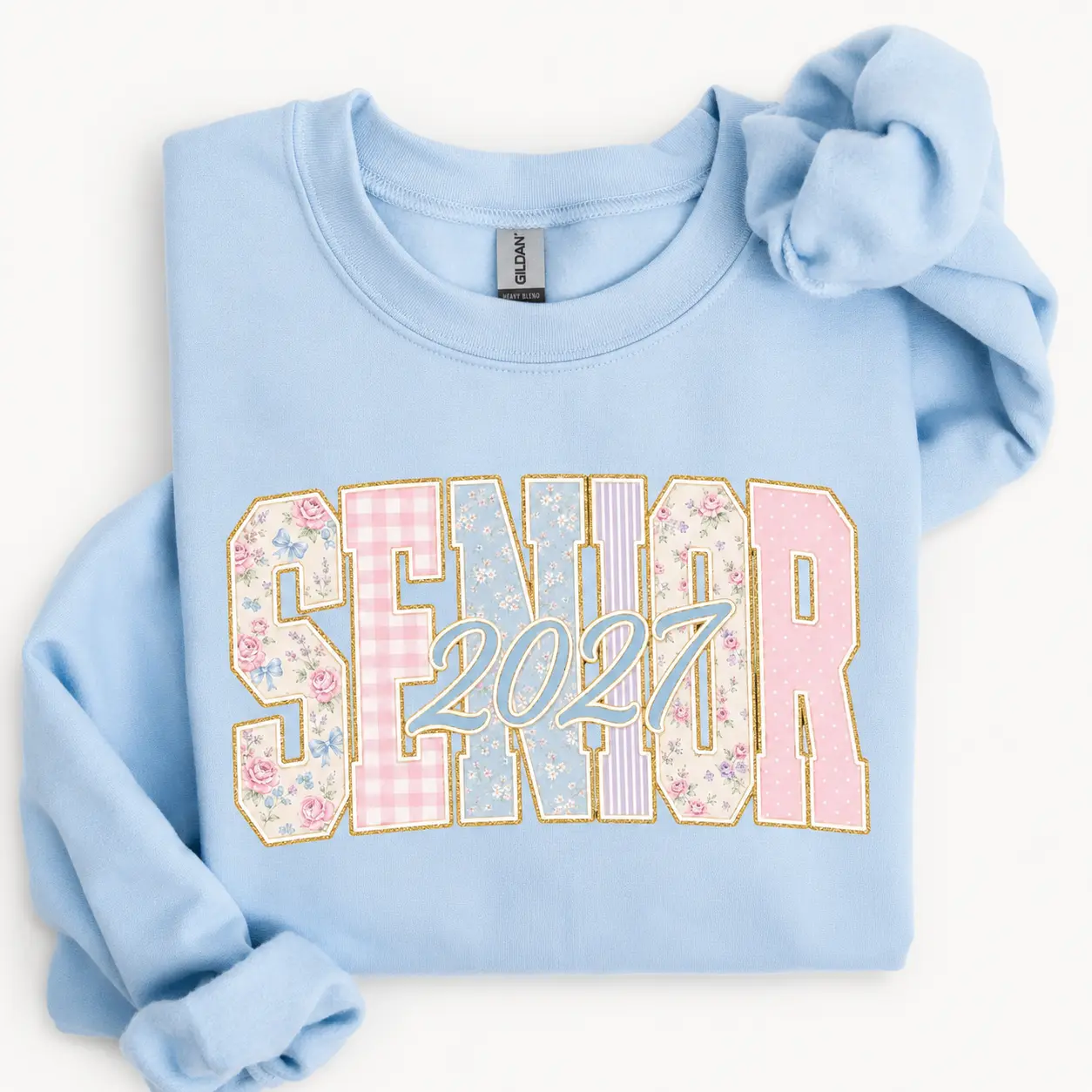Senior Class of 2027 Sweatshirt, Floral Patchwork Graduation Crewneck, Class of 2027 Senior Shirt, College High School Graduate Gift for Her