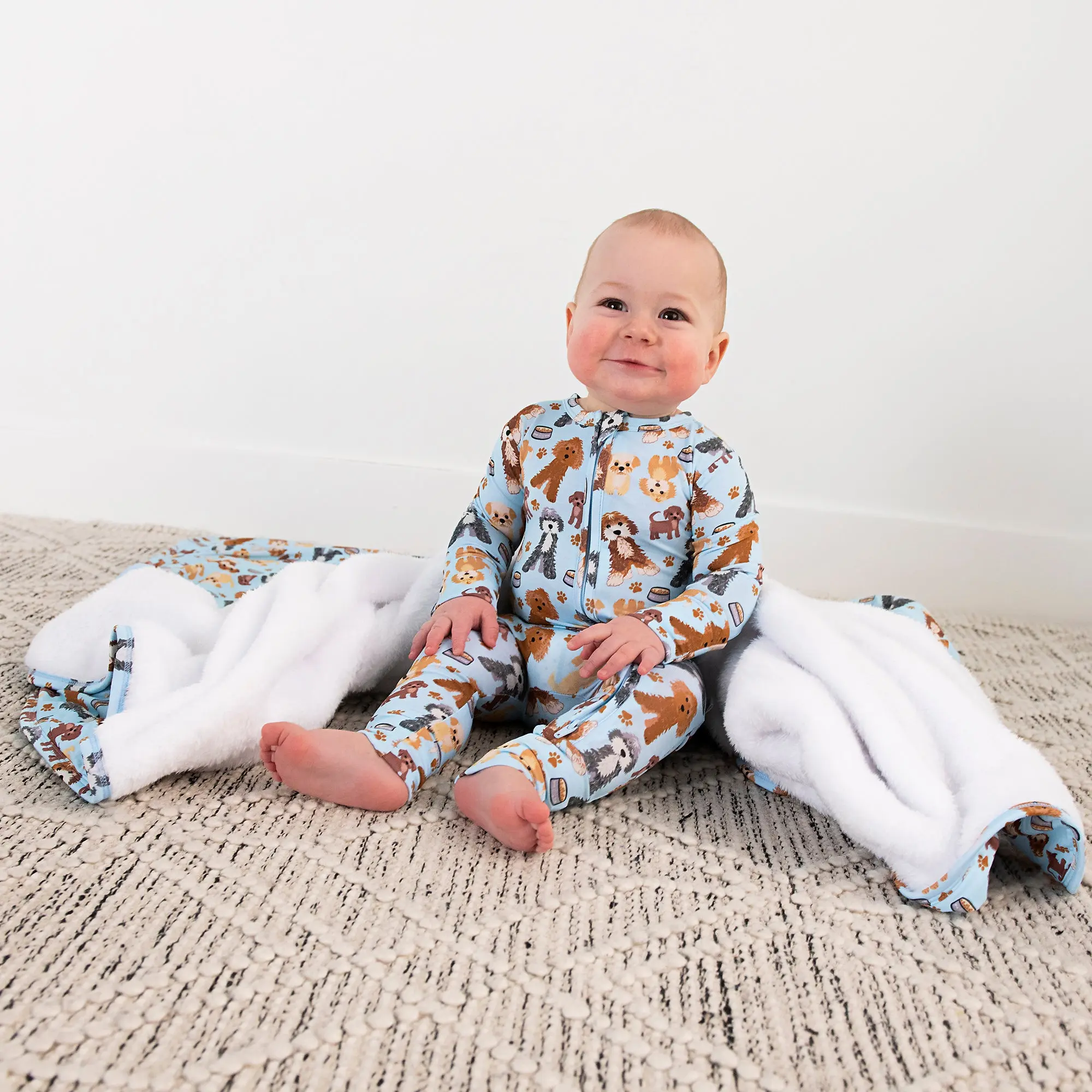 Griffin ZIP Bamboo Baby Two Way Zip Doodle Dog Outfit Gigi and Max
